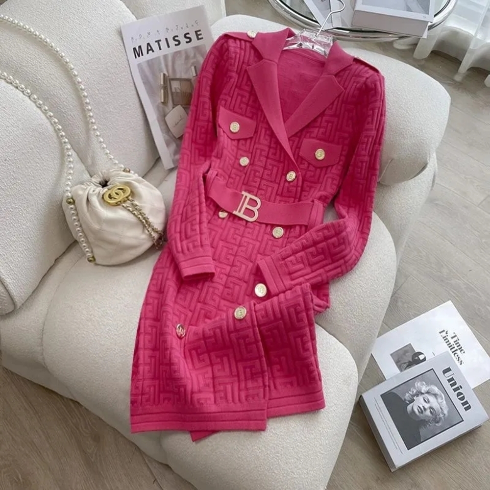 Bodycon Pink Long Sleeve Dress
